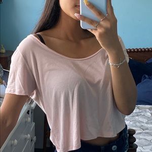 pink cutout Garage cropped tee